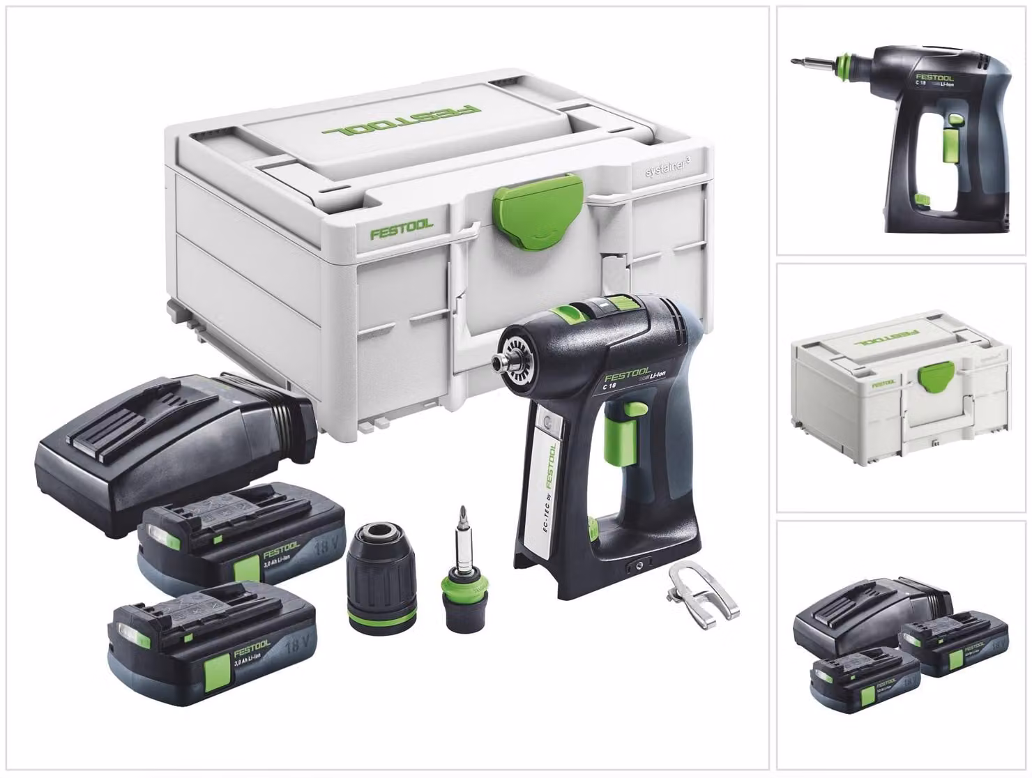 Trapano avvitatore a batteria Festool C 18-Basic 18 V 45 Nm brushless + 2x batteria ricaricabile 3,0 Ah + caricabatterie + systainer