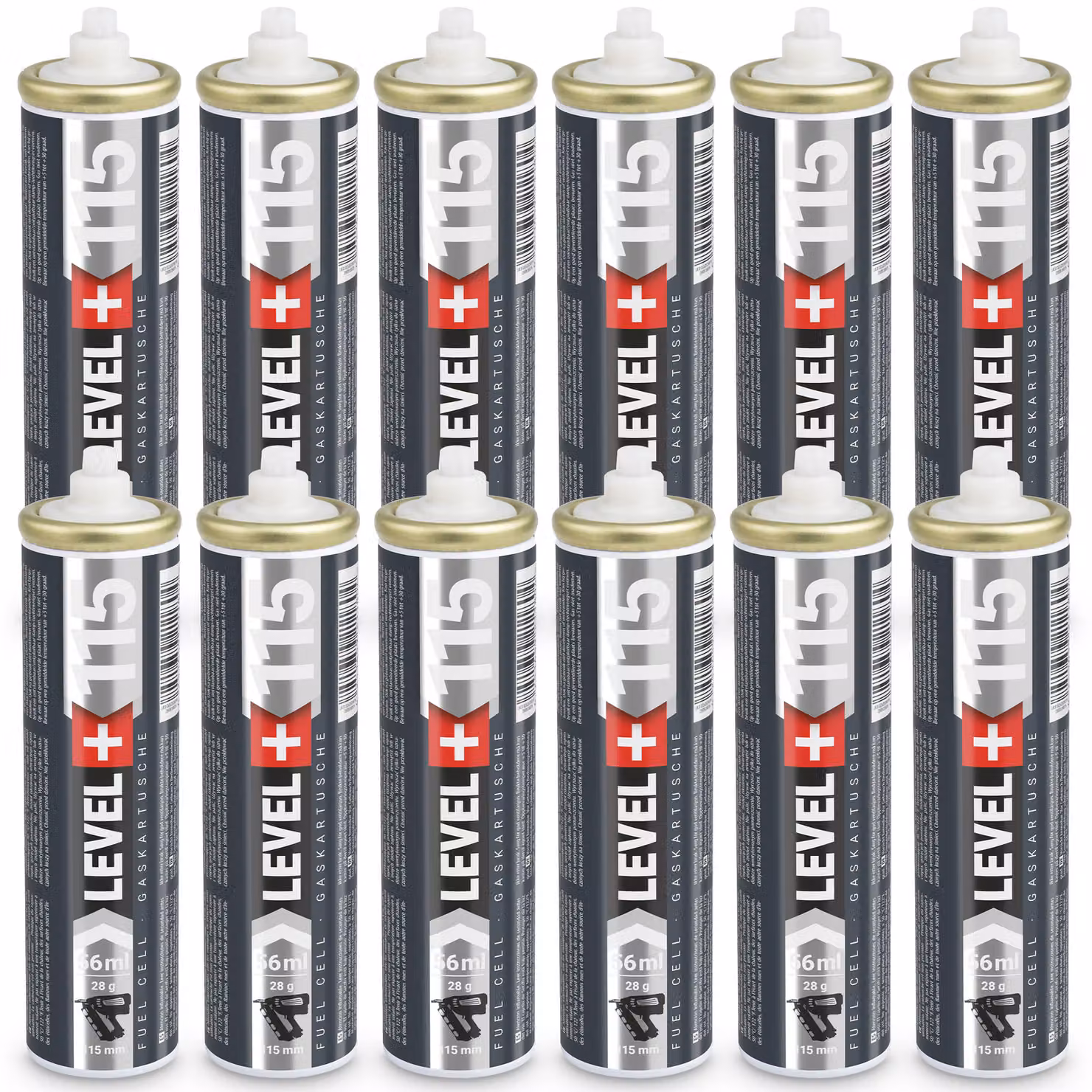 Cartuccia di ricambio LEVEL+ per chiodatrice 12 pezzi 115mm 56ml L+115