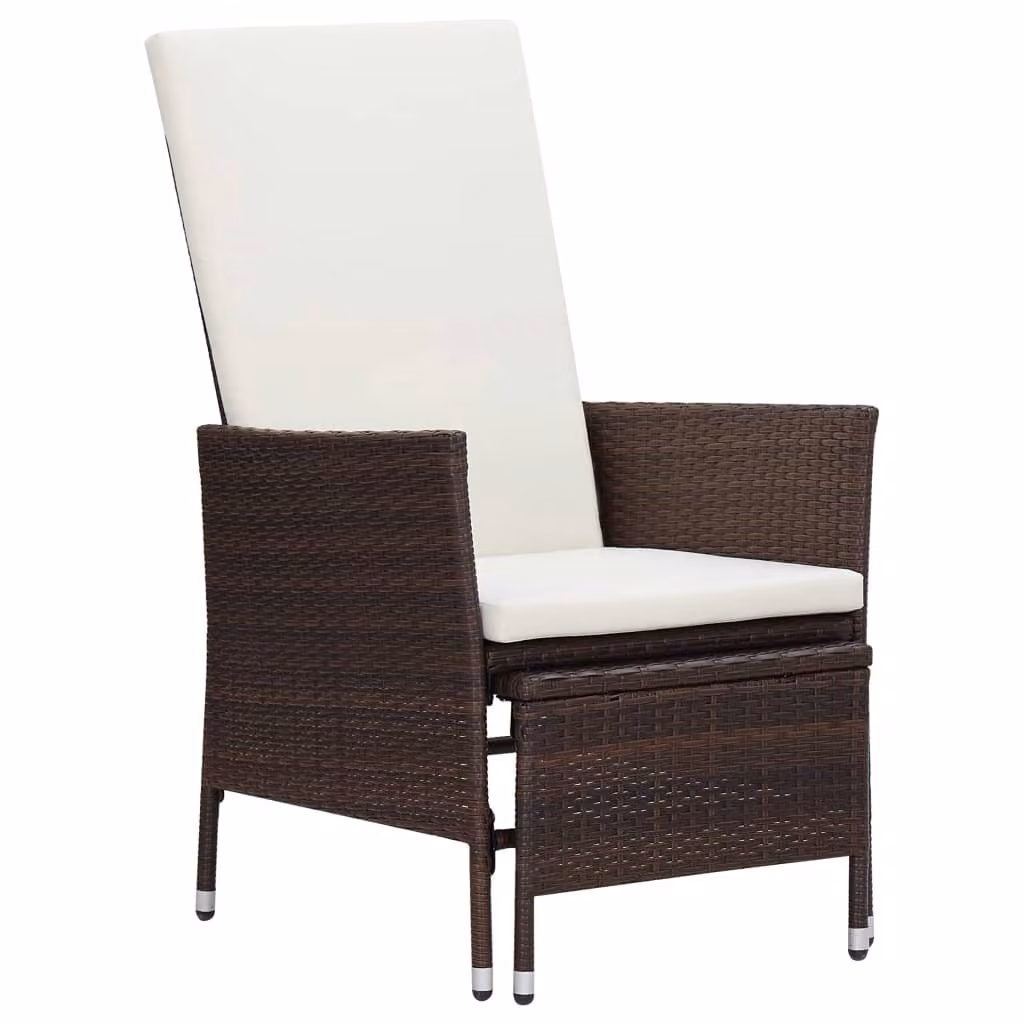vidaXL Set da giardino 3 pezzi con cuscini in polyrattan marrone