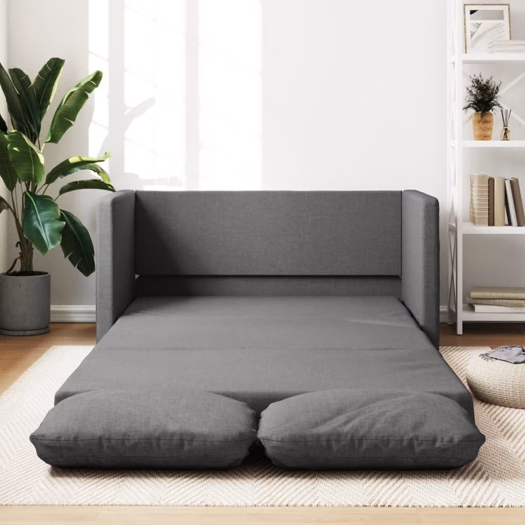 Divano letto esclusivo, colore grigio scuro, dimensioni 112x174x55 cm, rivestito in tessuto