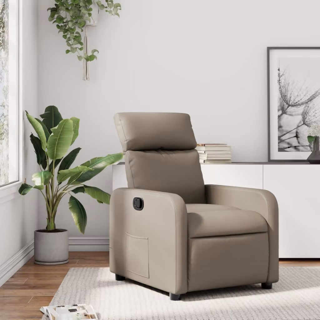Poltrona Reclinabile Relax vidaXL in Similpelle Beige e Marrone con Braccioli e Apertura Manuale