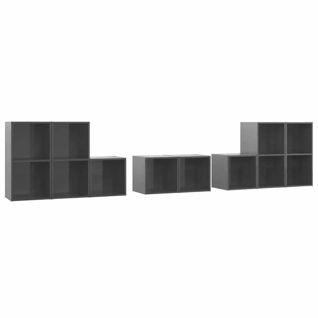 Set Mobili TV da 8 Pezzi vidaXL in Legno e MDF Grigio Lucido per Soggiorno – 2