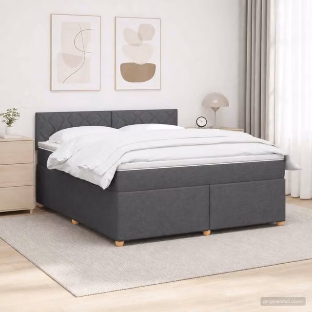 Letto box spring ibrido vidaXL con materasso a molle insacchettate e base contenitore, colore grigio, L/P: 160 x 200 cm