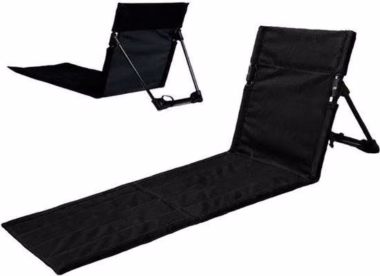 Set da spiaggia pieghevole con schienale regolabile, sedia da campeggio confortevole per attività all'aperto, colore nero