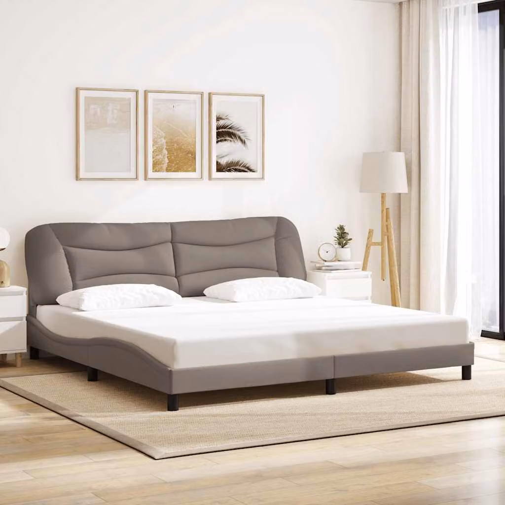 Giroletto senza materasso vidaXL Hvar color tortora in tessuto e legno, L/P/H: 200 x 200 x 74,5 cm – 1