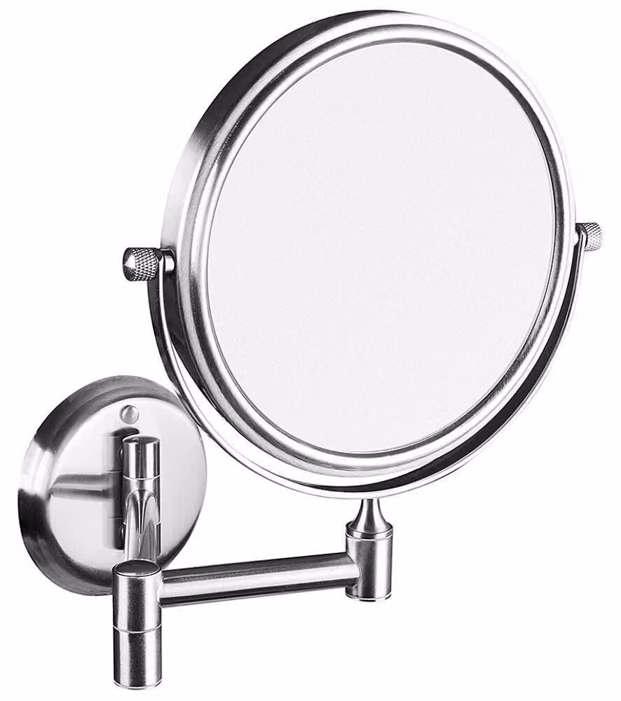Specchio per trucco da appendere, diam. 140 mm, bifacciale, cromo