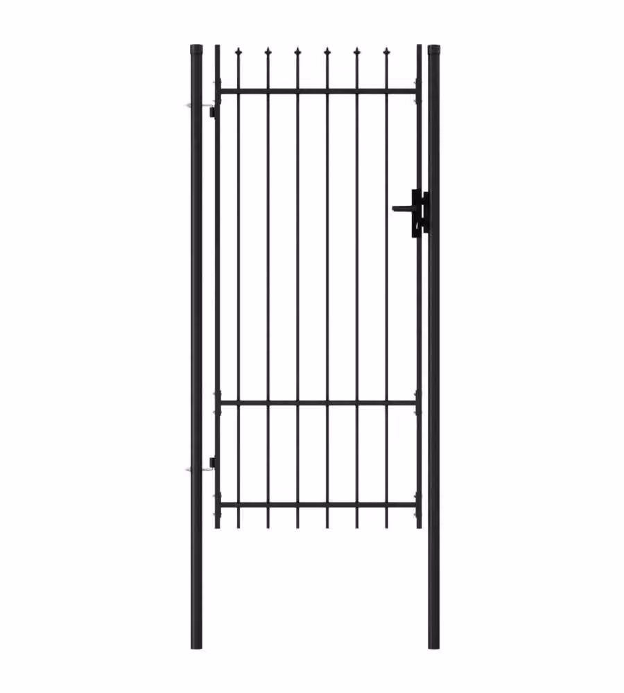 vidaXL Cancello a Singola Anta con Punte in Acciaio Nero e Grigio L: 100 cm, H: 200 cm – 2
