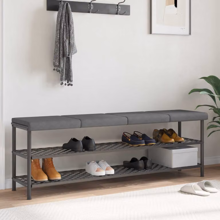 Set di 4 cuscini per panchina vidaXL in microfibra e poliestere, colore grigio, forma rettangolare, L/P/H: 40 x 40 x 3,5 cm