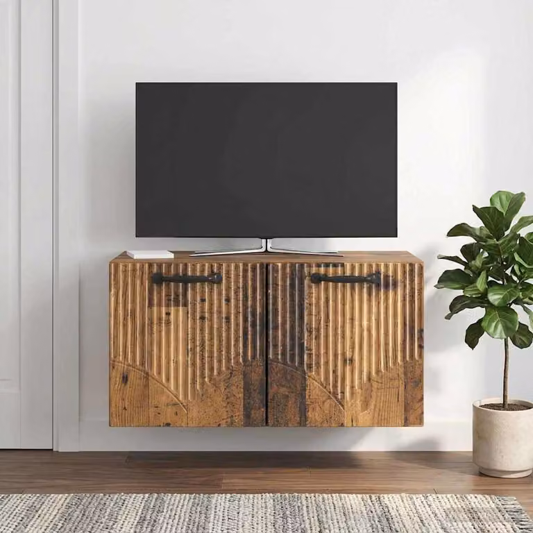 vidaXL Mobile Porta TV da Muro Moderno in Legno Marrone L: 59,5 cm, P: 31 cm, H: 30 cm