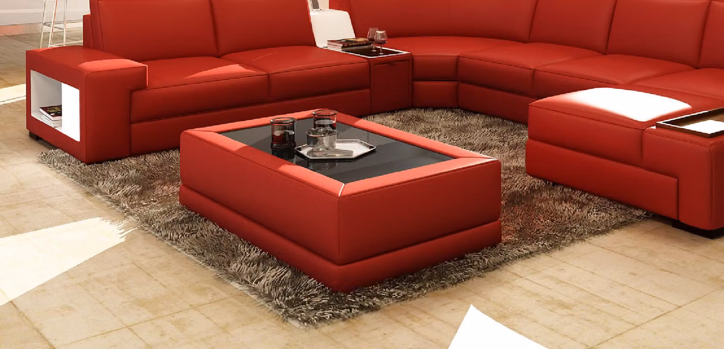 Luxus Couchtische Polser Leder Designer Wohnzimmer Beistelltisch Tische Tisch