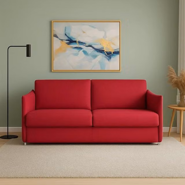 Divano Fisso 2 Posti Varedo Rosso Made in Italy con Rivestimento Sfoderabile L: 180 cm, P: 95 cm, H: 90 cm