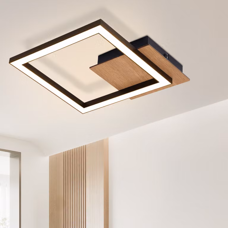 ZMH plafoniera LED cucina - 3000K bianco caldo moderna 12W lampada da cucina piccolo legno nero quadrato per cucina soggiorno camera da letto corridoio