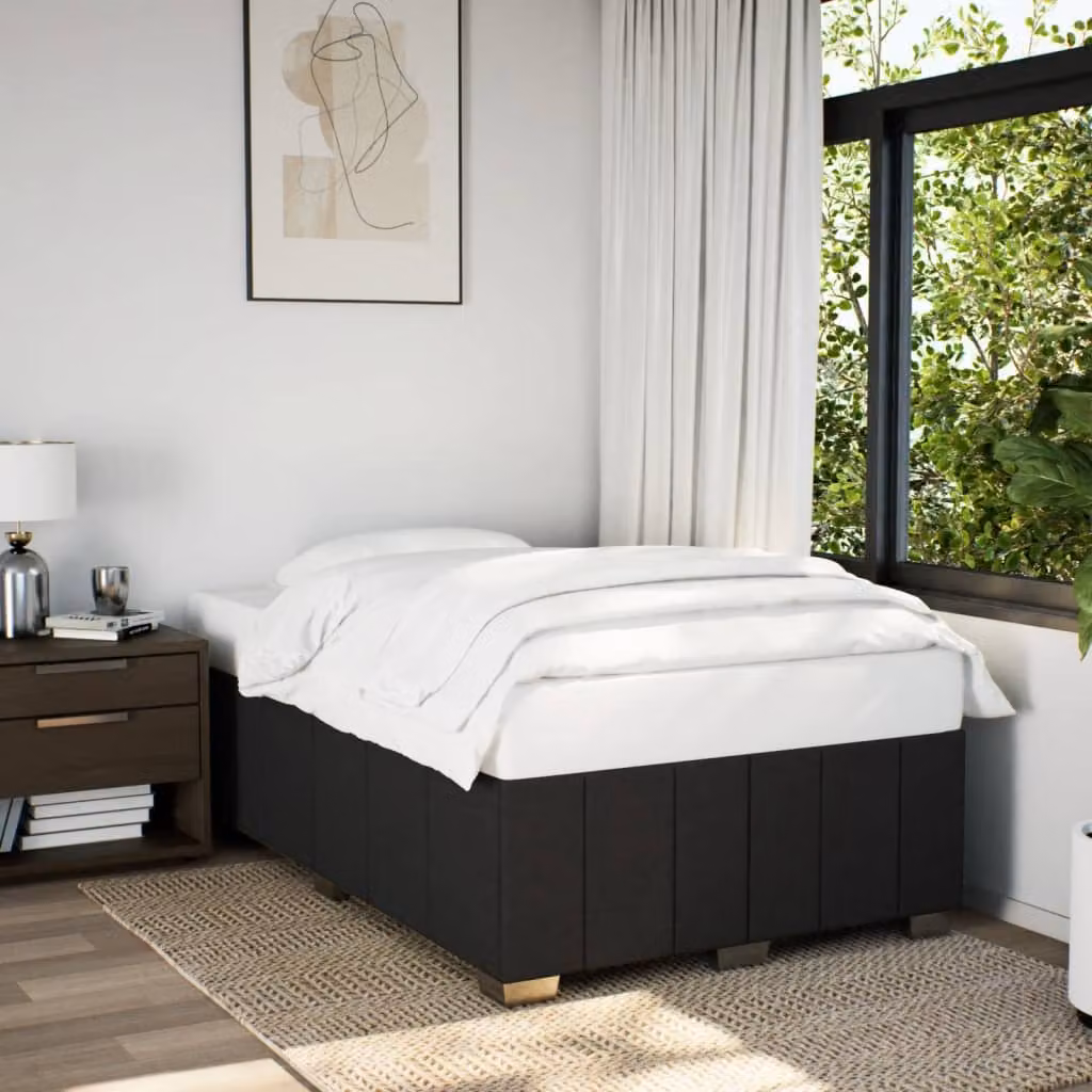 vidaXL Giroletto senza Materasso Nero in Tessuto con Struttura in Legno L/P/H: 120 x 190 cm