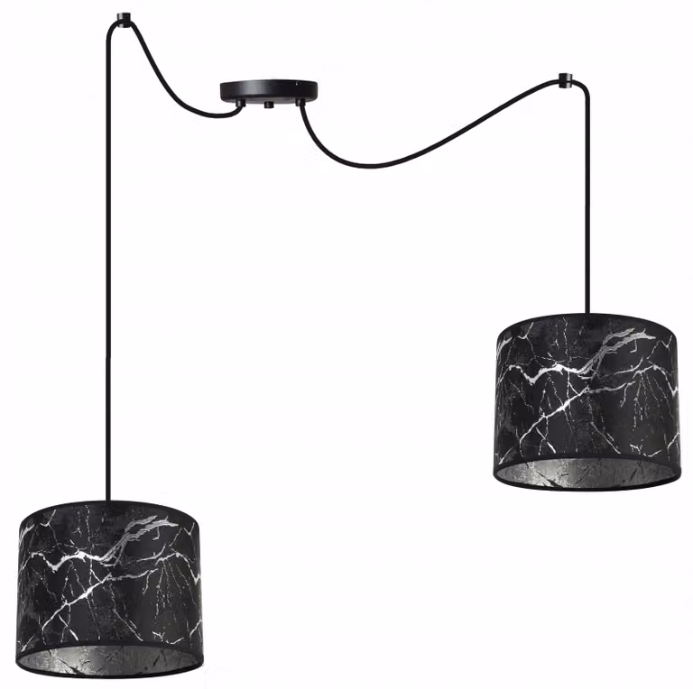 Lampada a sospensione Spider con motivo argentato – Lampada a sospensione moderna con paralume, lampada da soffitto per soggiorno e sala da pranzo