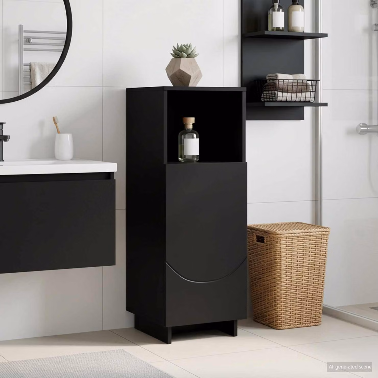 Mobile bagno vidaXL moderno in MDF nero con ante a cerniera L/P/H: 36,5 x 38 x 95 cm