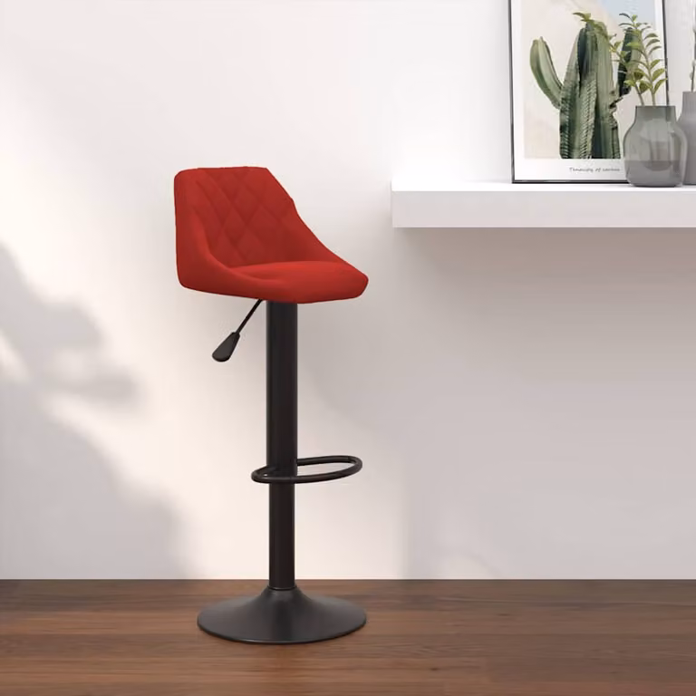 vidaXL Sgabello da Bar Girevole 360 in Velluto Rosso con Struttura in Metallo