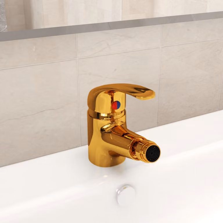 The Living Store Rubinetto miscelatore per bidet bagno Golden 13x12 cm