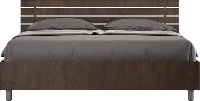 BS COM Letto matrimoniale con rete 160x190 testata dritta con doghe noce