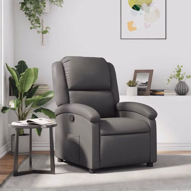 Poltrona Reclinabile Relax vidaXL in Similpelle Grigia con Braccioli e Regolazione Manuale