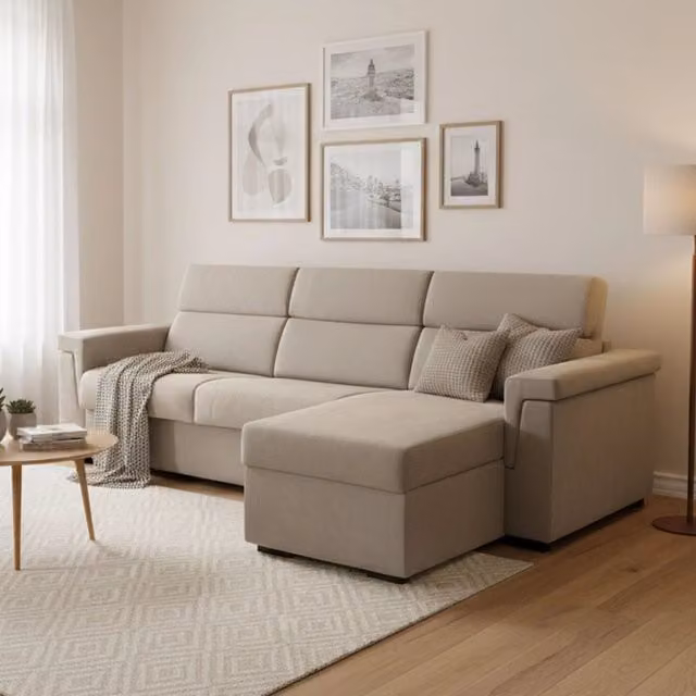 Divano Letto Ganzaria con Penisola Sfoderabile Made in Italy, Grigio, L/P/H: 285 x 160 x 45 cm – 1