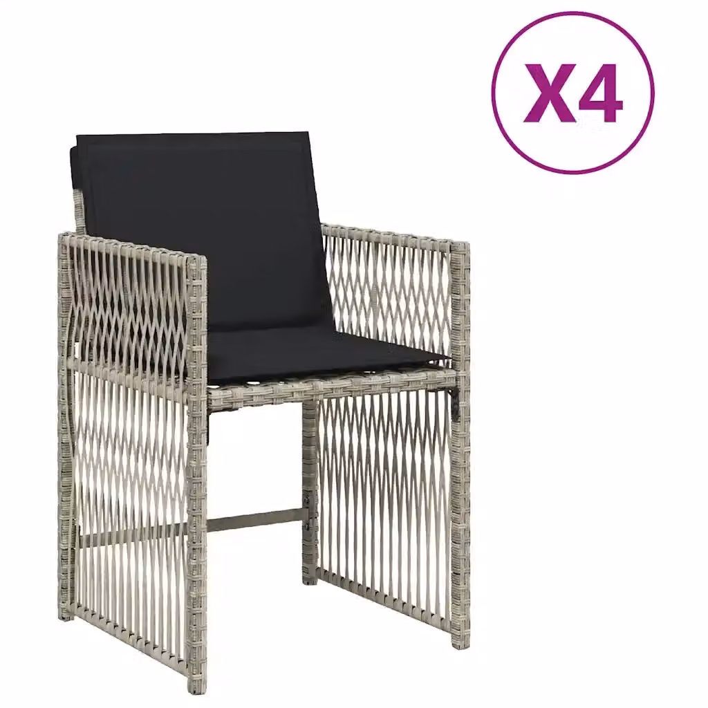 Set di 4 sedie da giardino vidaXL in polyrattan con cuscini grigio antracite e braccioli – 2