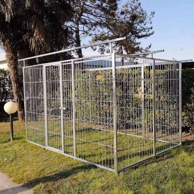 Recinto per cani SIDER BOX in acciaio zincato color argento, L: 3 m, P: 2 m