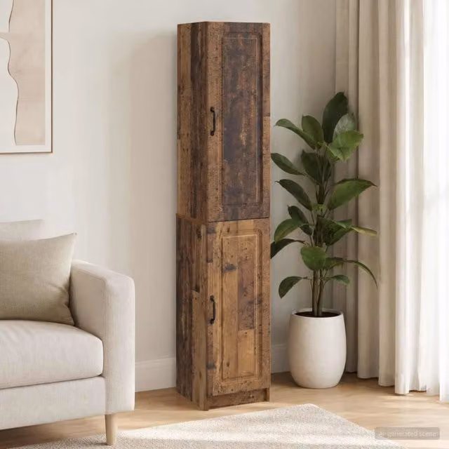 Set di 2 armadi a muro vidaXL in legno color marrone opaco per soggiorno o ufficio in casa