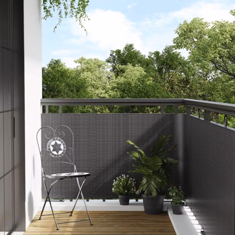 Paravento da balcone vidaXL in polyrattan colore antracite L: 300 cm, H: 80 cm