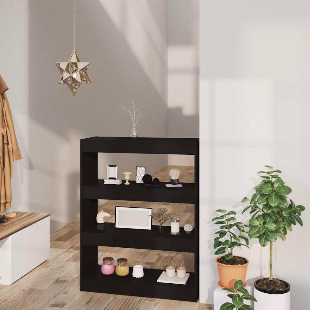 Libreria/Divisorio vidaXL in Legno Multistrato e MDF Nero Opaco L: 80 cm, P: 30 cm, H: 103 cm
