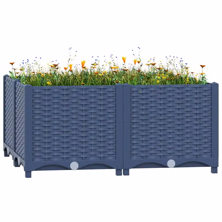 Fioriera Rialzata vidaXL in Polipropilene per Orto e Giardino, L: 80 cm, P: 80 cm, H: 38 cm