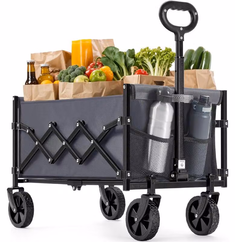 Carrello pieghevole manuale GFW909G01, con maniglia, capacità di 90 litri, portata massima fino a 180 kg, colore grigio