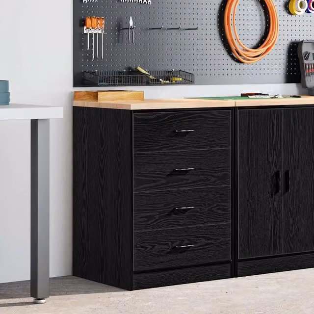 Armadietto da parete VIDAXL in legno nero L: 60 cm, P: 51 cm, H: 85 cm – 1