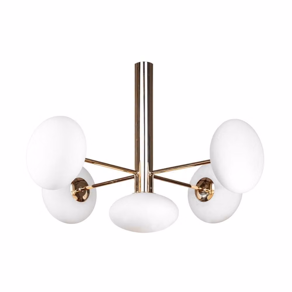 Lampadario OMI bianco e oro 5xG9x5W in vetro, dimensioni: 46x69x69 cm, IP20, linea Zuma