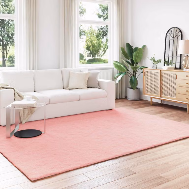 vidaXL Tappeto in ecopelliccia rosa, modello moderno antiscivolo e lavabile, L: 340 cm x P: 240 cm