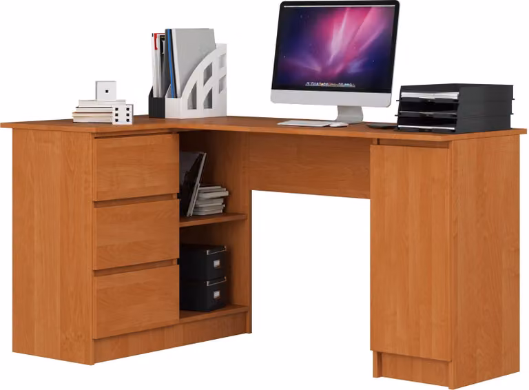 Akord Scrivania Angolare Sinistra 3 Cassetti 1 Anta Ontano 155X85X77 Cm