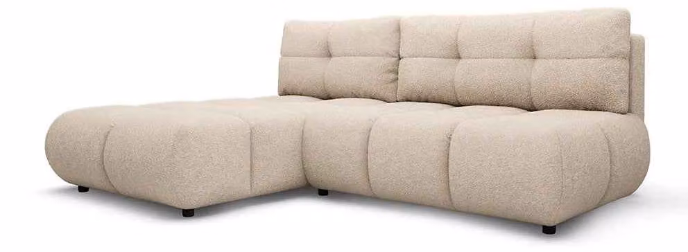 Divano angolare con funzione letto, modello Milorya, colore grigio-beige