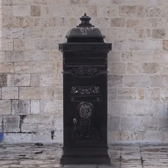 Cassetta delle lettere vidaXL in alluminio nero L: 32,0 cm, H: 35,5 cm, P: 102,5 cm – 1