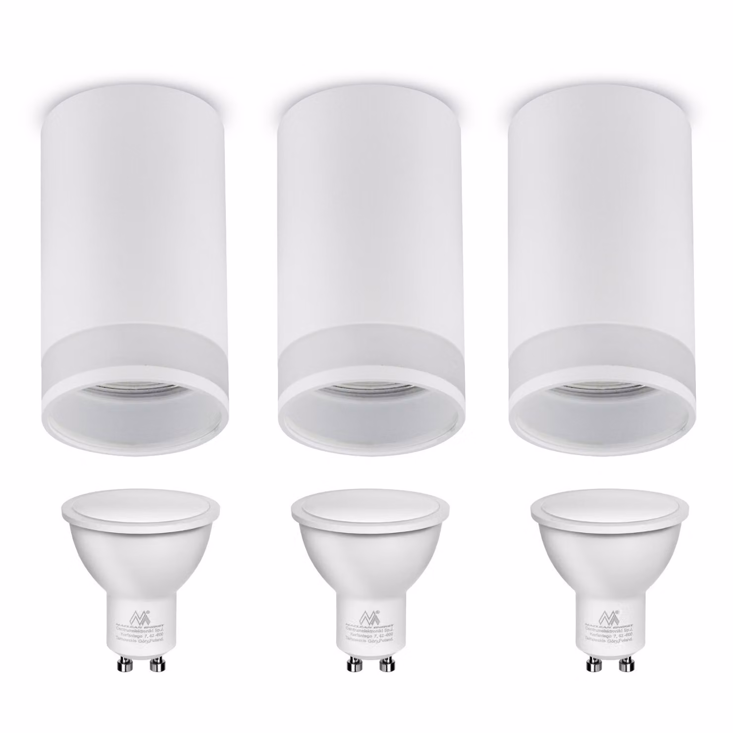 3x faretti tubolari in alluminio bianco 7W