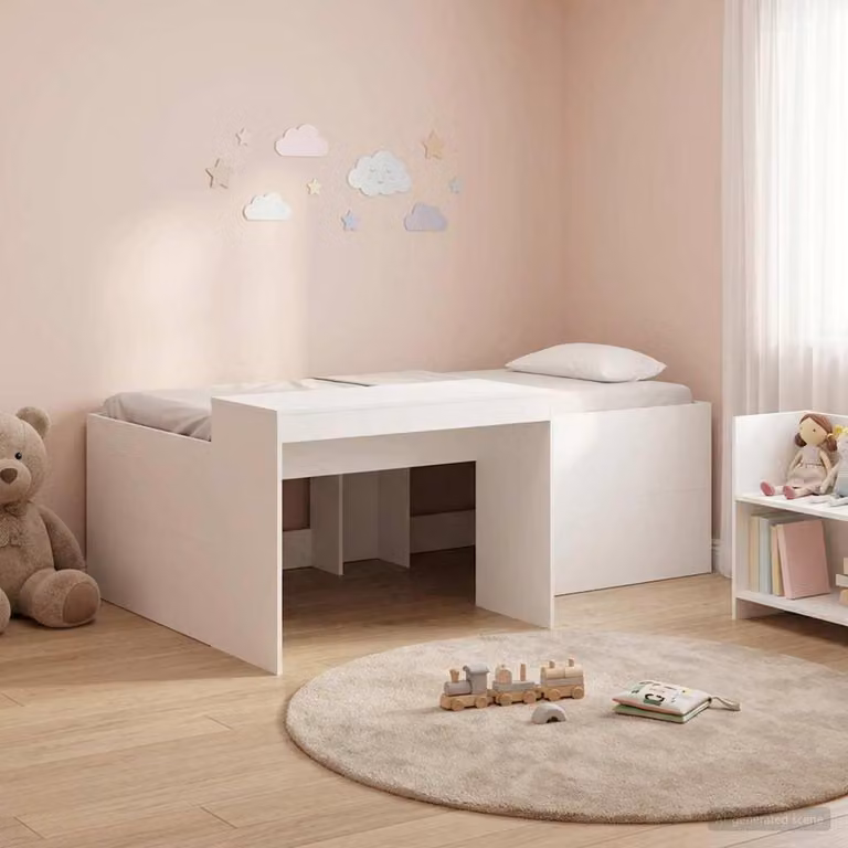 Maison Exclusive - Letto a soppalco con scrivania per bambini, bianco, 90 x 200 cm