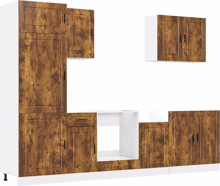 Set Mobili da Cucina 7 pz Porto Rovere Fumo Legno Multistrato