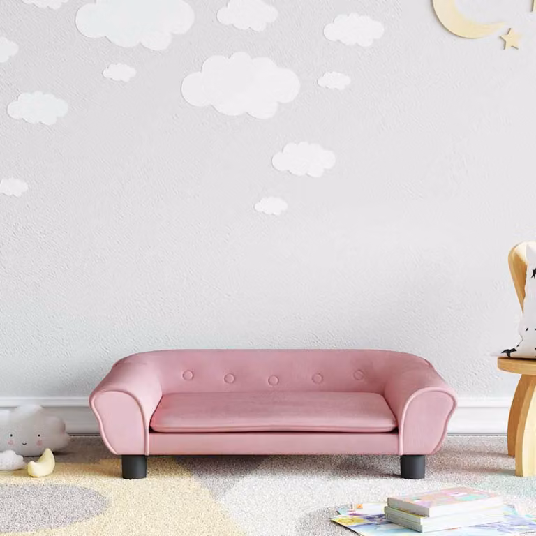 vidaXL Divano per Bambini in Velluto Rosa L: 70 cm, P: 45 cm, H: 26 cm