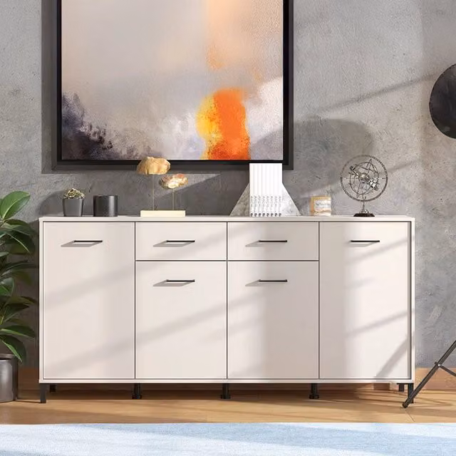 Madia Grondona DMORA con 2 cassetti, Bianco Crema, L: 183 cm, P: 40 cm, H: 90 cm