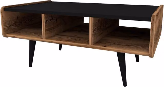 Tavolino da caffè moderno in legno rettangolare color noce e nero L: 56 cm, P: 40 cm, H: 56 cm
