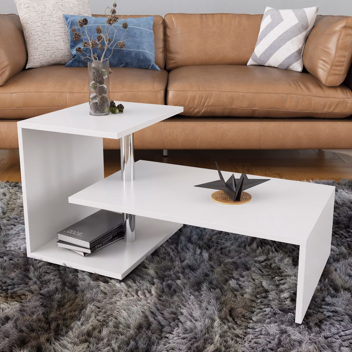 Skye Decor, Dilek- Dilek ELG, bianco, tavolini, 46x100x50 cm, 100% pannello di particelle rivestito in melamina