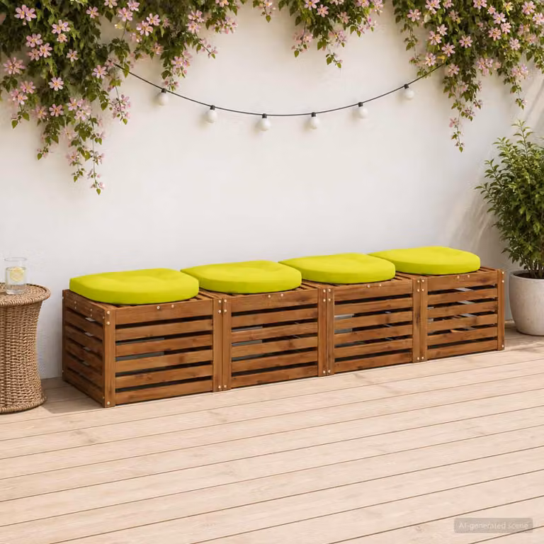 Set di 4 cuscini per sedia vidaXL in poliestere verdi con imbottitura in schiuma e design moderno quadrato
