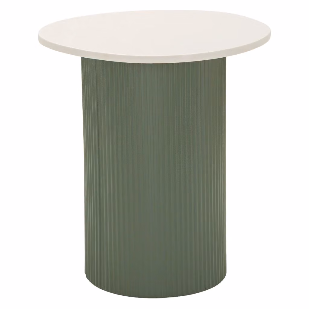 Misfat Tavolino da Salotto Rotondo Moderno Bianco e Verde L/P/H: 42 x 42 x 45 cm – 2