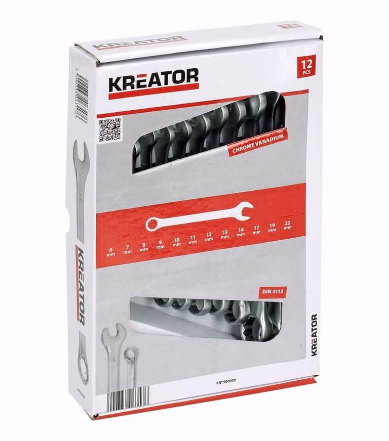 Chiave combinata KREATOR 12 pz. Chiave 6-22 mm Chiave aperta
