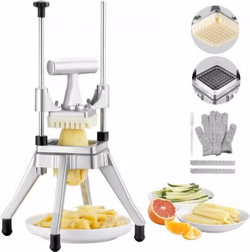 VEVOR Tritatutto Manuale Multifunzione in Acciaio Inox Color Argento con 2 Lame di Ricambio e Base Antiscivolo