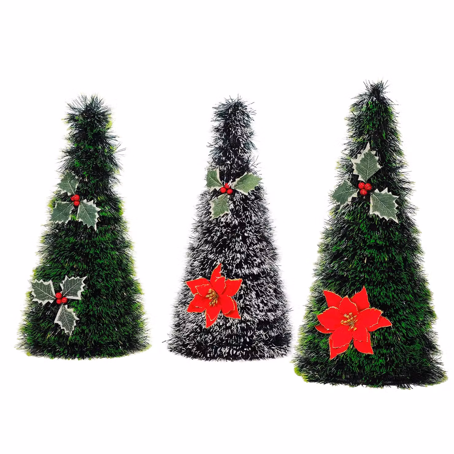 Alberello Natalizio Decorativo con Stelle e Bacche VESTIAMO CASA, Colore Rosso e Verde, Altezza: 48 cm – 1