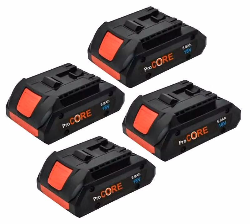 Batterie agli ioni di litio, capacità 6,0 Ah, compatibilità professionale, confezione da 4 batterie da 6,0 Ah